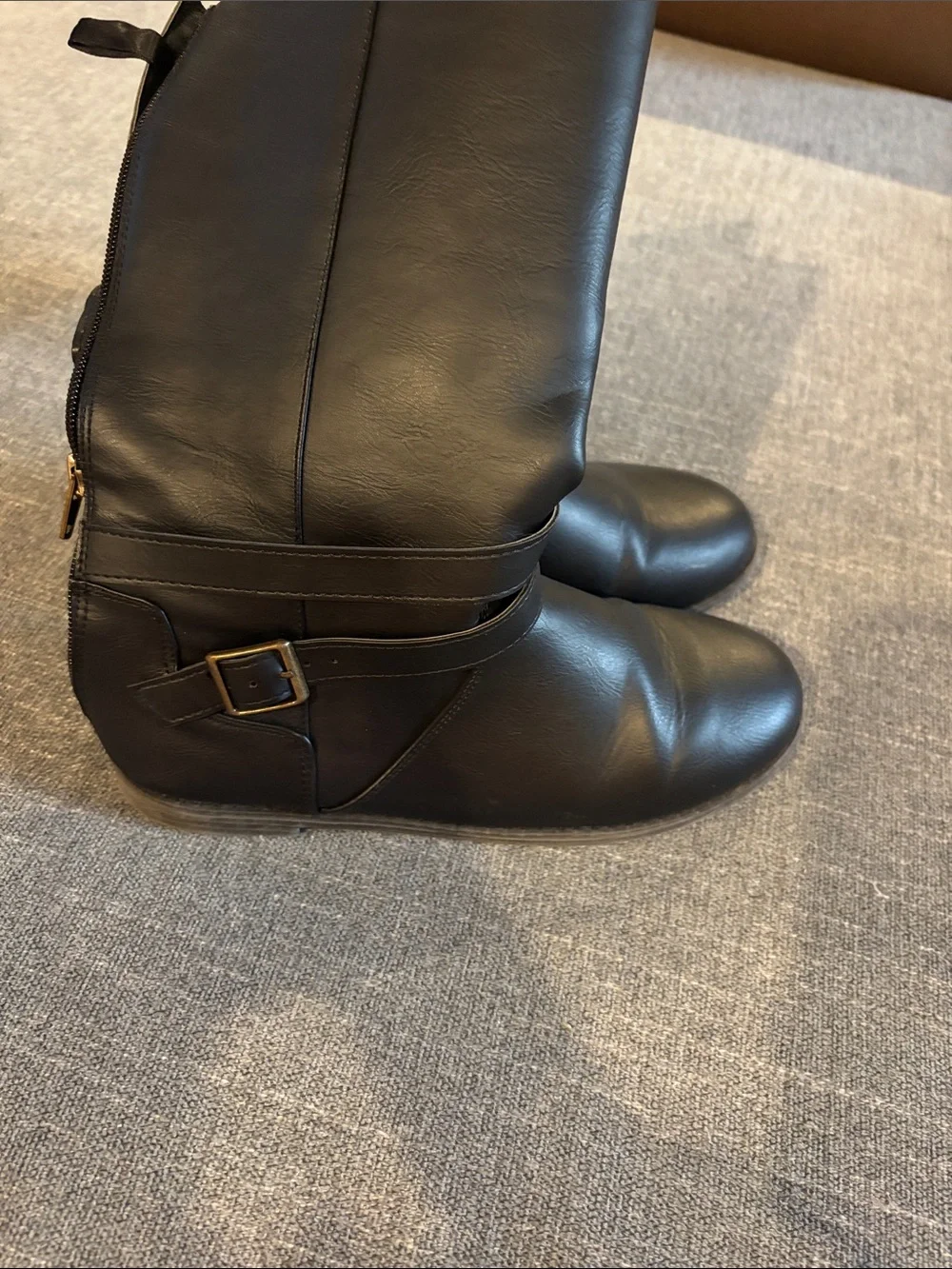 Women's Black Mid-Calf Buckle Boots
